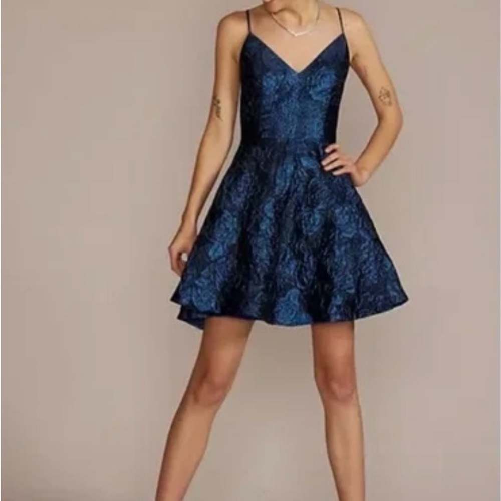 Cleo Blue Fit and Flare Cocktail Mini Dress